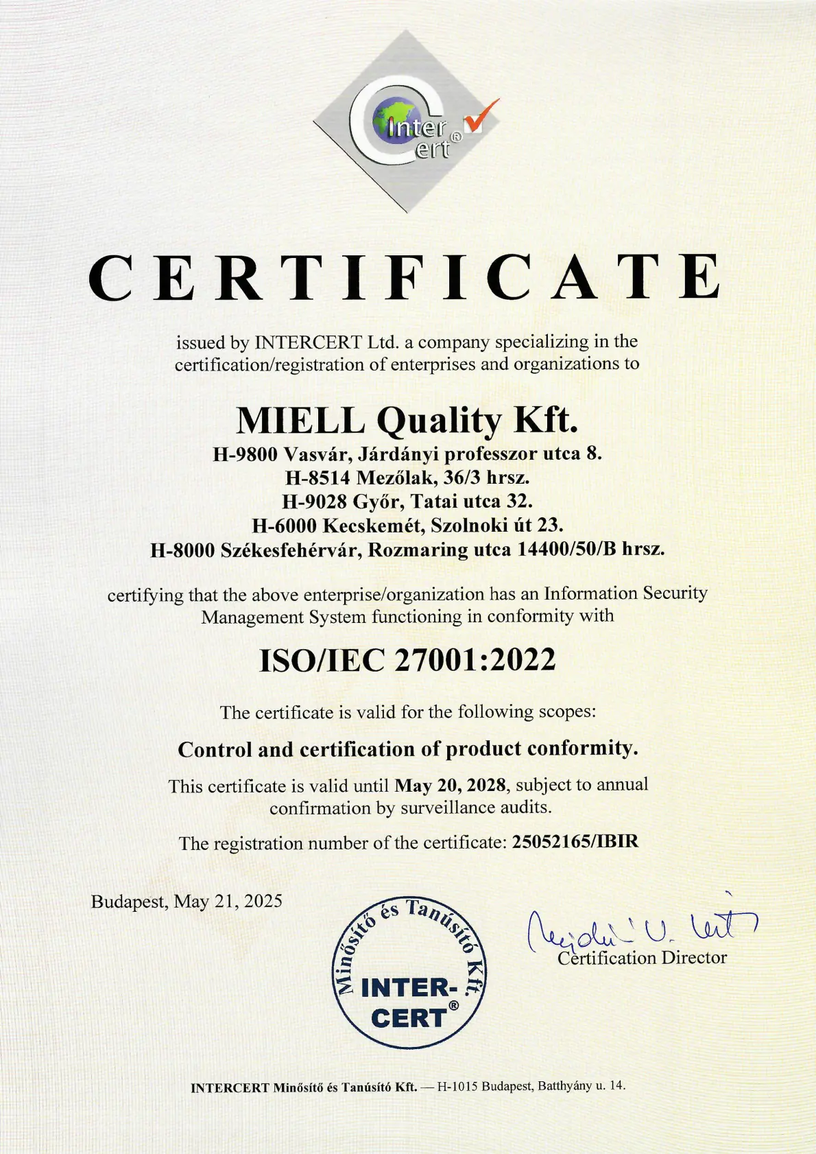 ISO 27001 Zertifikat
