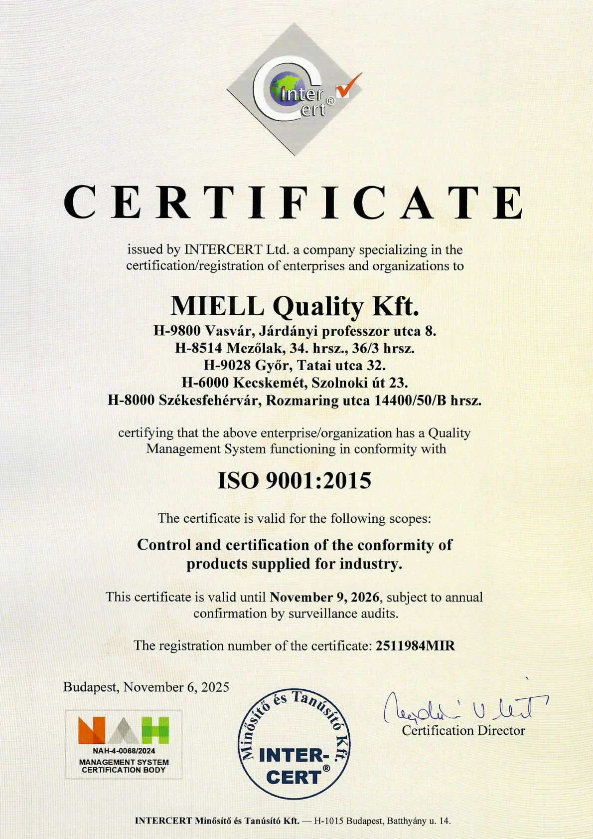 ISO 9001 Zertifikat 2025